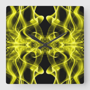 Horloge Carrée Fumée jaune Symétrique Minimaliste Noir