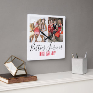 Horloge Carrée Fun Friendship Customisée Photo