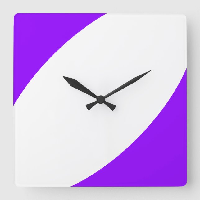 Horloge Carrée Fun Moderne Blanc Clair Purple Courbes Abstraites (Recto)