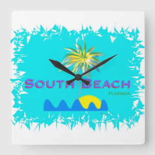 Horloge Carrée Fun South Beach, Floride