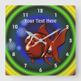 Horloge Carrée Funky Red Goldfish Animal Art