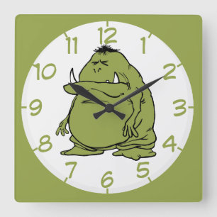 Horloge Carrée Funny Animated Green Troll Ogre Cartoon