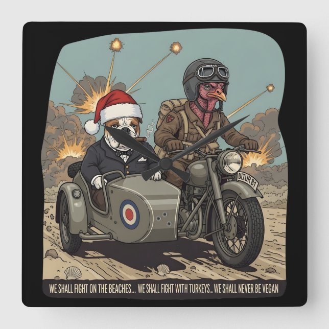 Horloge Carrée Funny British themed Christmas (Recto)