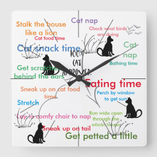 Horloge Carrée Funny Chats Kitty Activité de chat