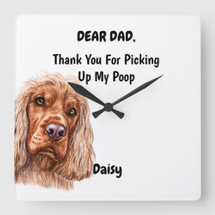 Horloge Carrée Funny English cocker spaniel Dad Canine Art