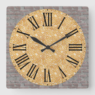Horloge Carrée Funny Face / Brick Wall Background Roman Numeral