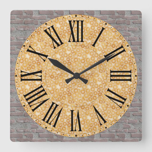Horloge Carrée Funny Face / Brick Wall Background Roman Numeral (Recto)