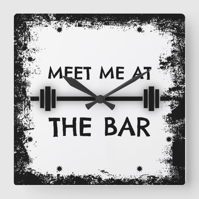 Horloge Carrée Funny Fitness Quota : Meet me at the bar (Recto)