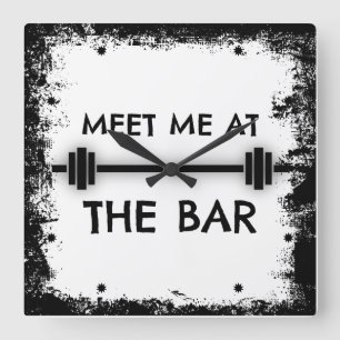 Horloge Carrée Funny Fitness Quota : Meet me at the bar