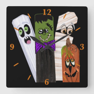 Horloge Carrée Funny Frankenstein Citrouille fantôme Homme invisi