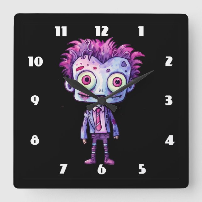 Horloge Carrée Funny Frankenstein Monster Halloween Fun (Recto)