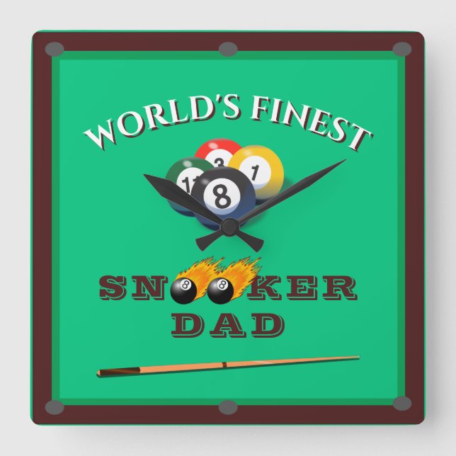 Horloge Carrée Funny Green Pool Table Snooker Dad Father's Day (Recto)