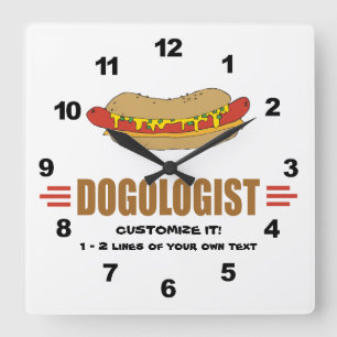 Horloge Carrée Funny Hot Dog