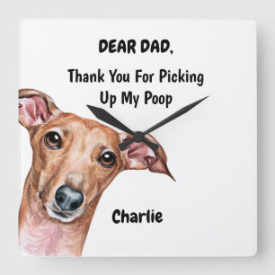 Horloge Carrée Funny Italian Greyhound Dad Watercolor Canine Art