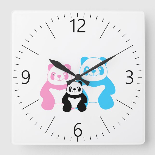 Horloge Carrée Funny panda (Recto)