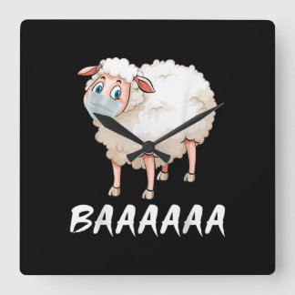Horloge Carrée Funny Quarantine | Mask Sheep Cadeaux tendance