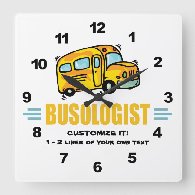 Horloge Carrée Funny School Bus (Recto)