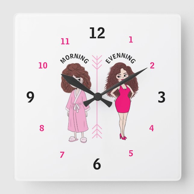 Horloge Carrée Funny Women Mood Wall Clock (Recto)