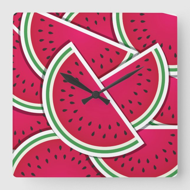 Horloge Carrée Funy watermelon (Recto)