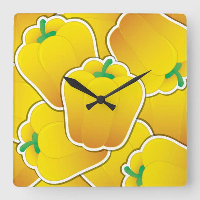 Horloge Carrée Funy yellow pepper (Recto)