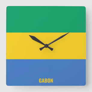 Horloge Carrée Gabon Patriotique du drapeau national