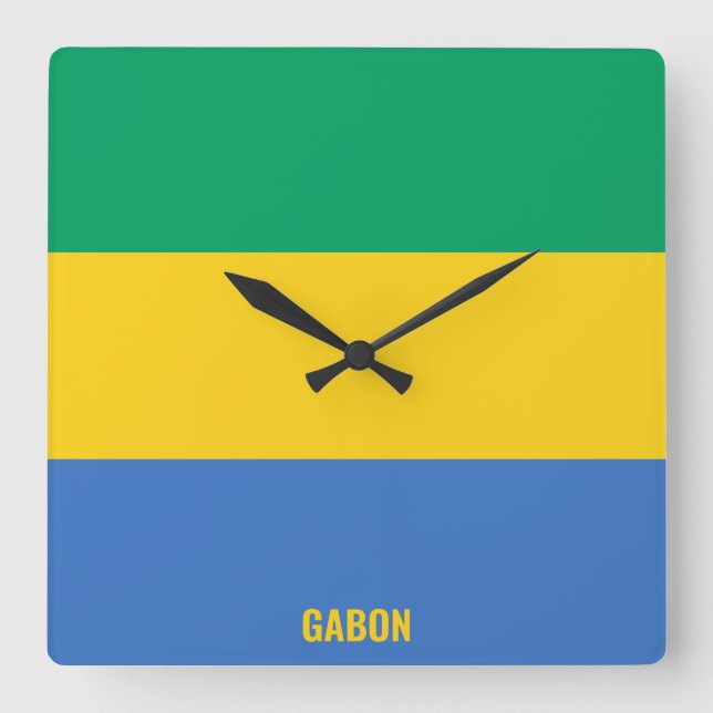 Horloge Carrée Gabon Patriotique du drapeau national (Recto)