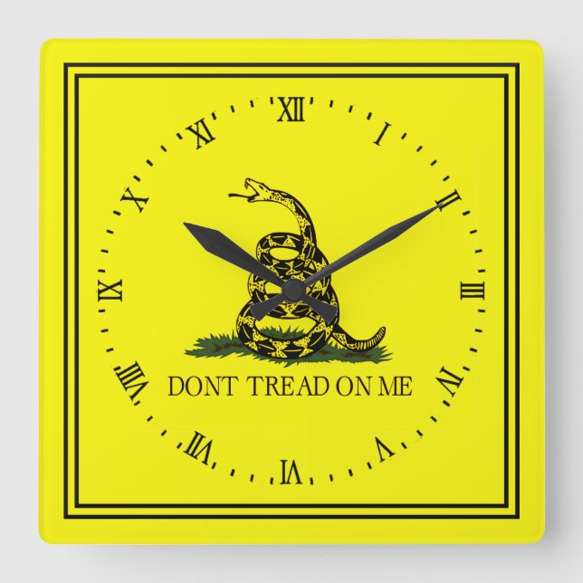 Horloge Carrée Gadsden Flag Dont Tread on Me (Recto)