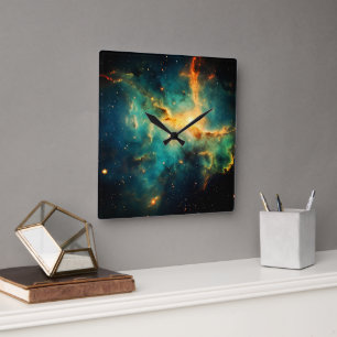 Horloge Carrée Galaxie cosmique moderne