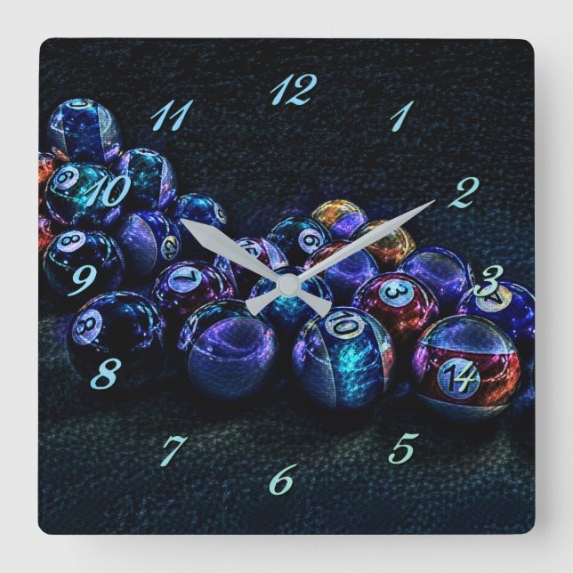 Horloge Carrée Galaxy Sparkle Billiards Square Wall Clock (Recto)