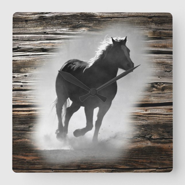 Horloge Carrée Galloping de Wild Horse (Recto)
