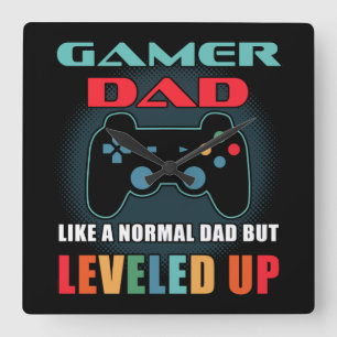 Horloge Carrée Gamer Dad Gift Normal Dad Leveled Up Fathers Day