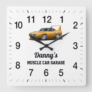 Horloge Carrée Garage de voiture de Danny's Muscle