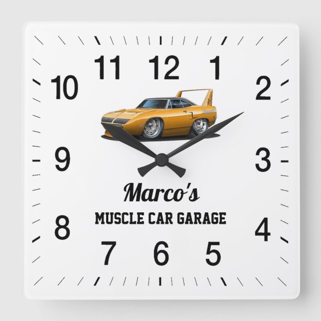 Horloge Carrée Garage de voiture musculaire de Marco (Recto)