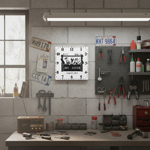 Horloge Carrée Garage personnalisé