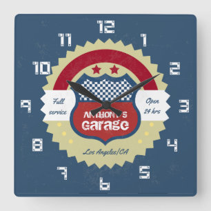 Horloge Carrée Garage Retro Vintage Grunge