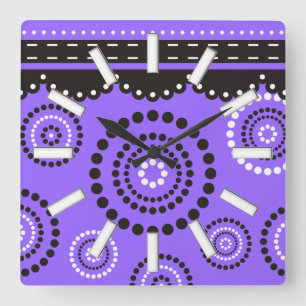 Horloge Carrée Garland ARTdeco noir blanc + votre couleur de dos