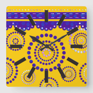 Horloge Carrée Garland ARTdeco violet bleu + votre couleur de dos