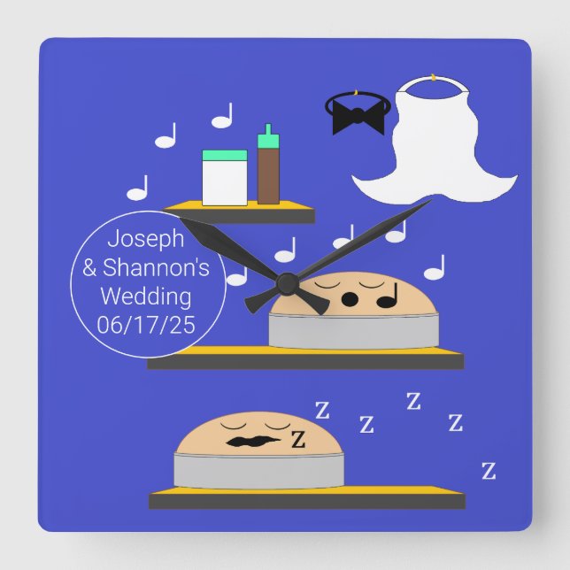 Horloge Carrée Gâteaux mariages en attente de givre (Recto)