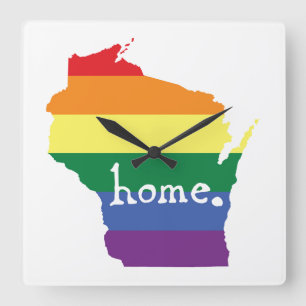 Horloge Carrée Gay pride du Wisconsin   Carte de la maison