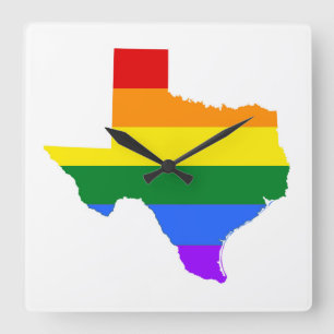 Horloge Carrée Gay pride Texas Rainbow