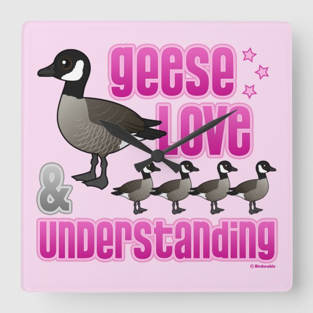 Horloge Carrée Geese, Love & Understanding (Recto)