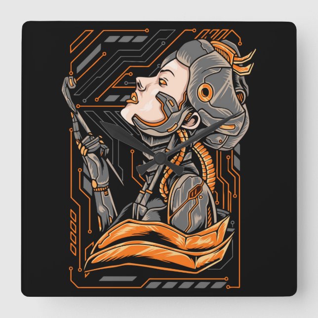 Horloge Carrée Geisha (Recto)