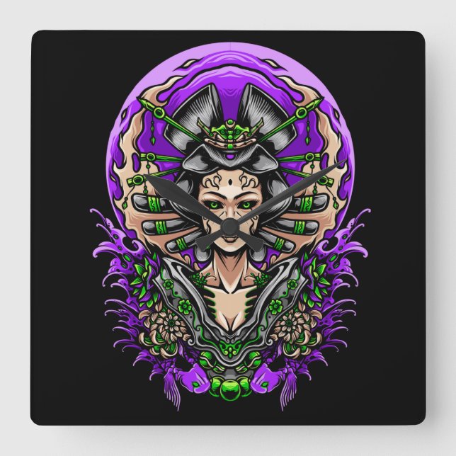 Horloge Carrée Geisha (Recto)