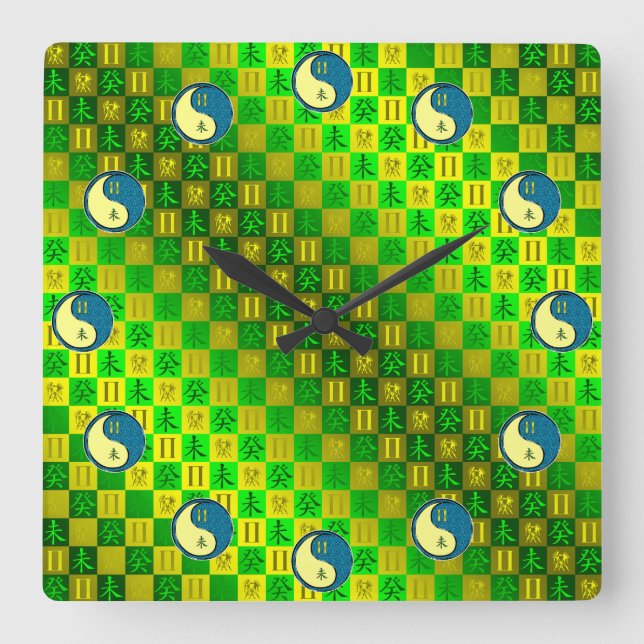 Horloge Carrée Gémeaux & Chèvre d'eau (Recto)