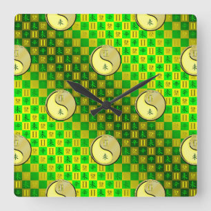 Horloge Carrée Gémeaux & Chèvre Métal