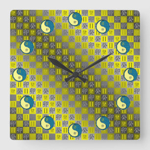 Horloge Carrée Gémeaux & Lapin d'eau