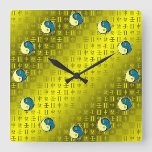 Horloge Carrée Gémeaux & Singe d'eau