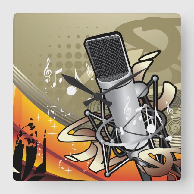 Horloge Carrée Generic Music Themed w/microphone (Recto)