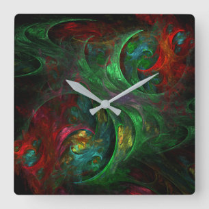 Horloge Carrée Genesis Green Carré d'art Abstrait