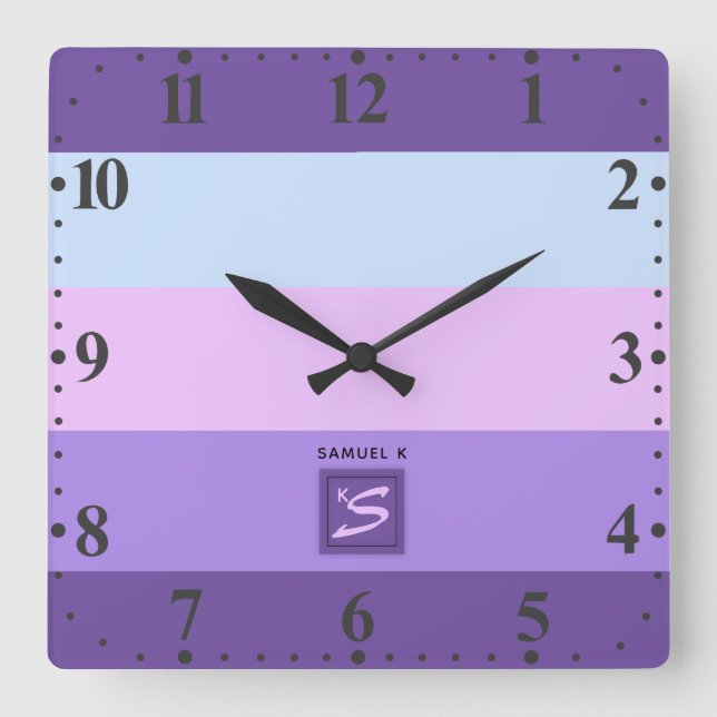 Horloge Carrée Gentle Lavender Dreams Color Palette monogram (Recto)